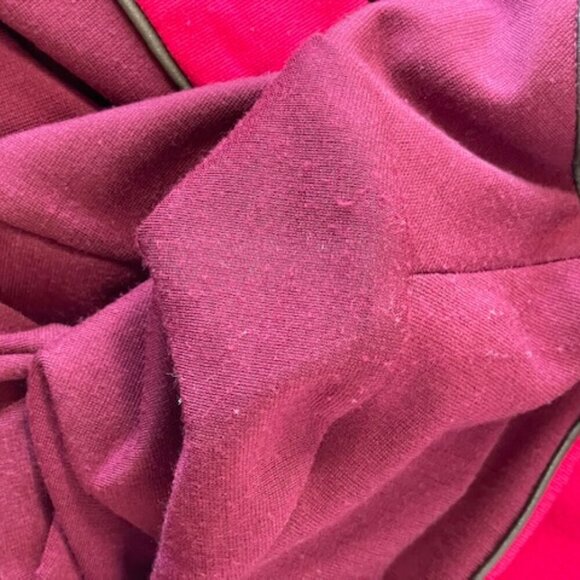 DONNA MORGAN Colorblock Shift Bordeaux Long Sleeve Faux Leather Trim Dre… - Picture 16 of 16